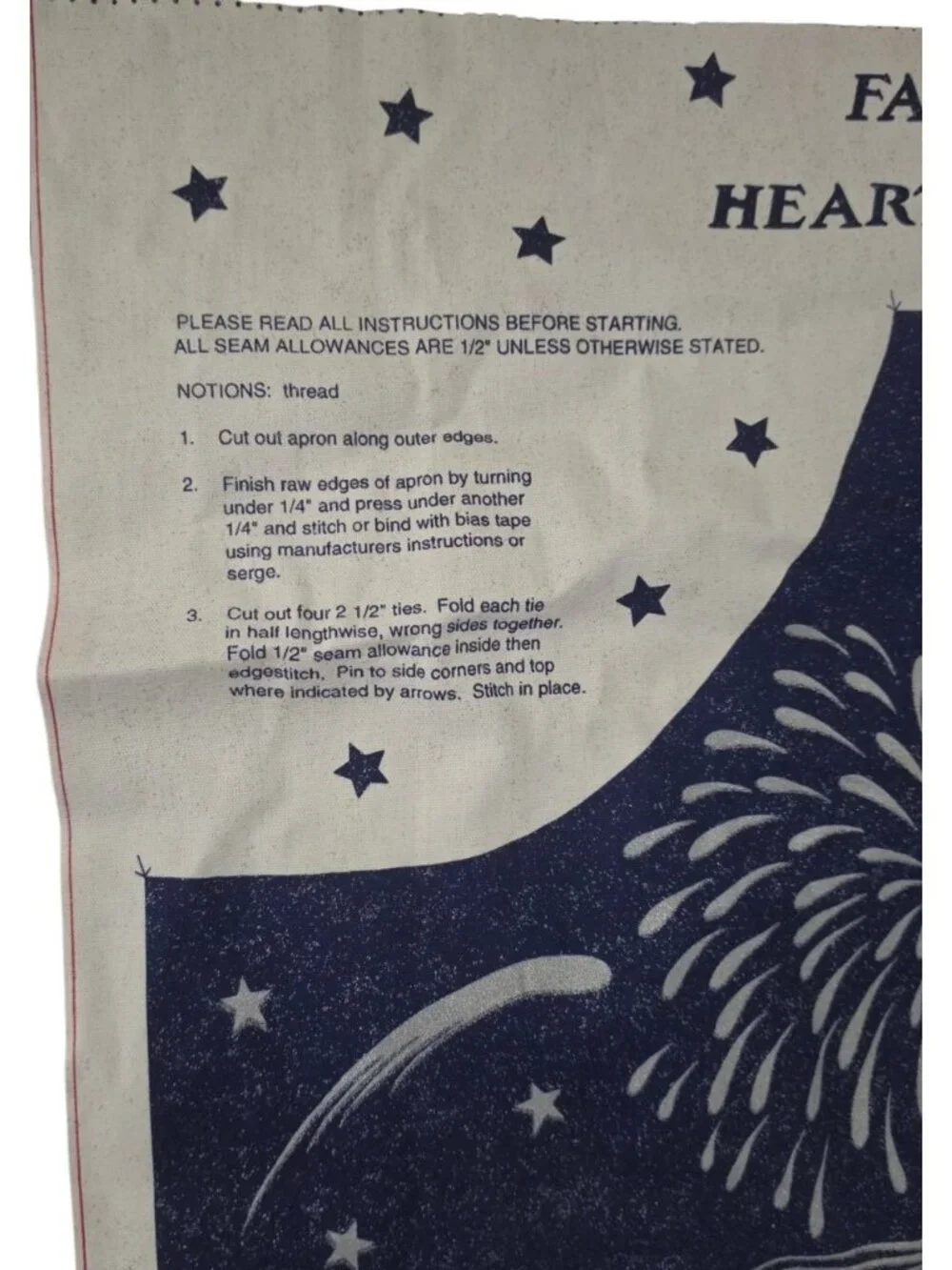 Fabric Tradition 1999 Cotton fabric panel Heart of America Apron 45